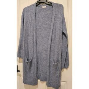 H&M Long Open Front Cardigan Sweater Light Blue Womens Sz 14